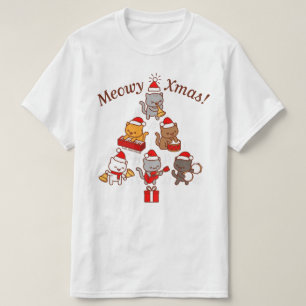 T-shirt Chemise de Noël Meowy : Bande des caroleurs de cha