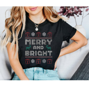 T-shirt Chemise de Noël Merrry et Bright Laid