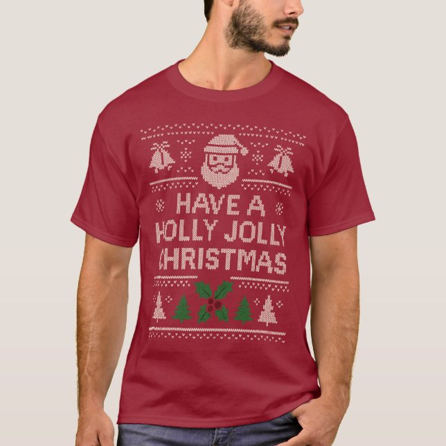 T-shirt Chemise de Noël - Motif Jingle Rouge (Devant)