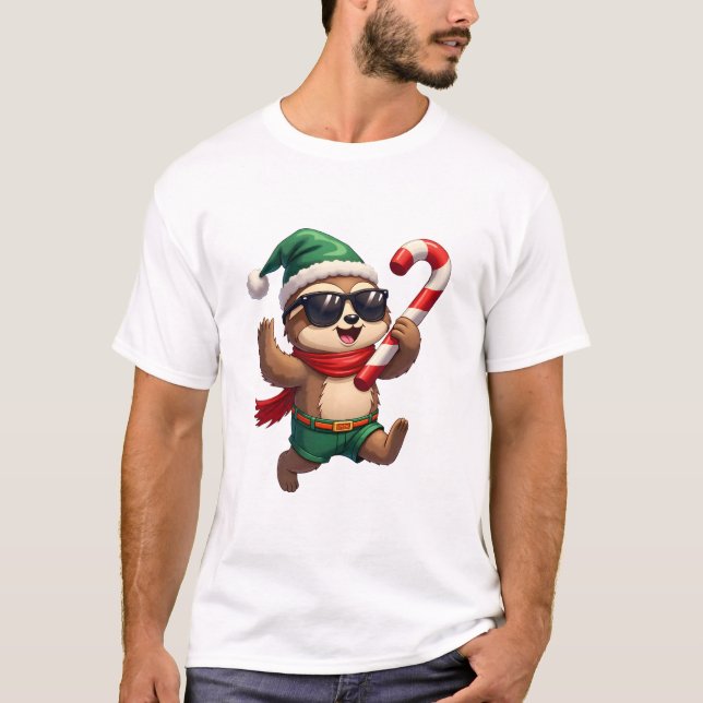 T-shirt Chemise de Noël Paresseux Elfe Bonbon Poivre de Me (Devant)