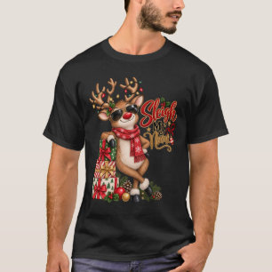T-shirt Chemise de Noël Renne Mon Nom