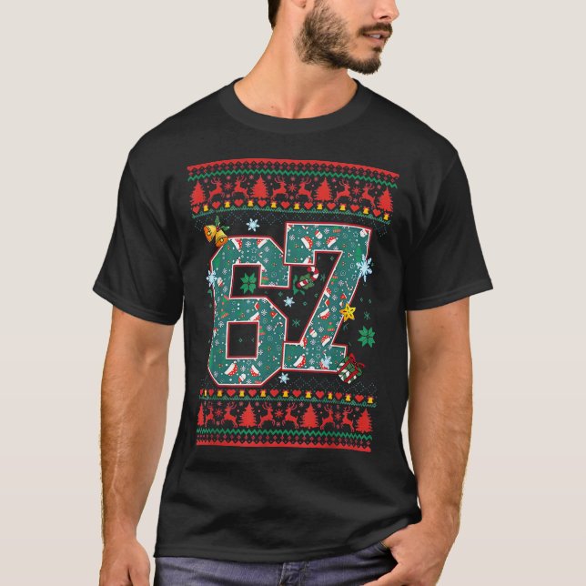 T-shirt Chemise de Noël Rétro 67 Six Sept Meme  (Devant)