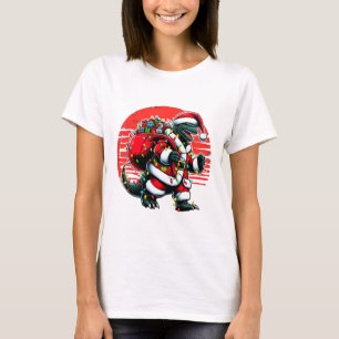 T-shirt Chemise de Noël Santazilla Monstre japonais Kaiju