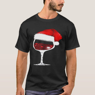 T-shirt Chemise de Noël Verre à Vin Chapeau de Père Noël A