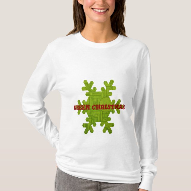 T-shirt Chemise de Noël verte cool ! (Devant)