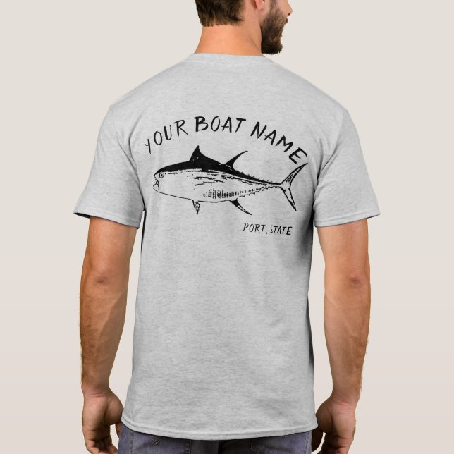 T-shirt Chemise de nom de bateau de thon (Dos)