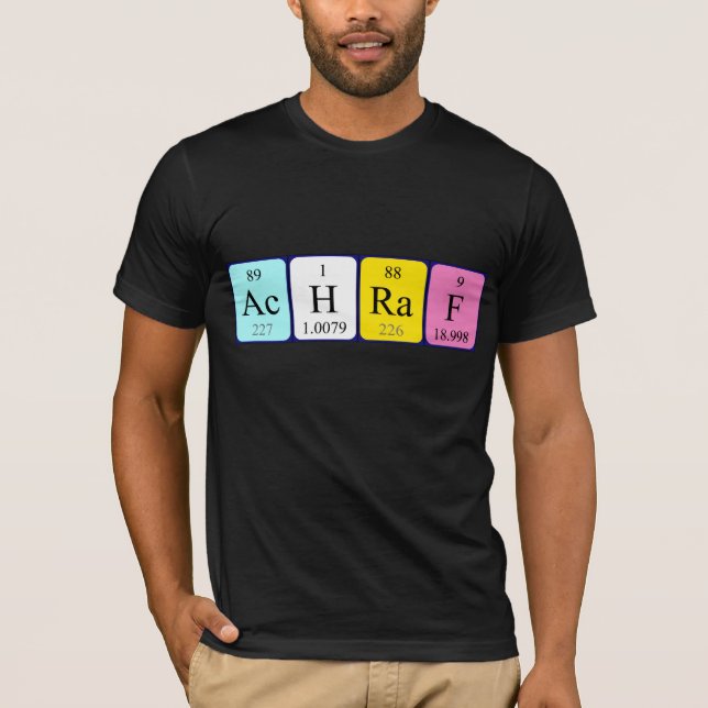 T-shirt Chemise de nom de table périodique Achraf (Devant)