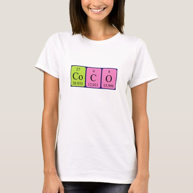 T-shirt Chemise de nom de table périodique Coco (Devant)