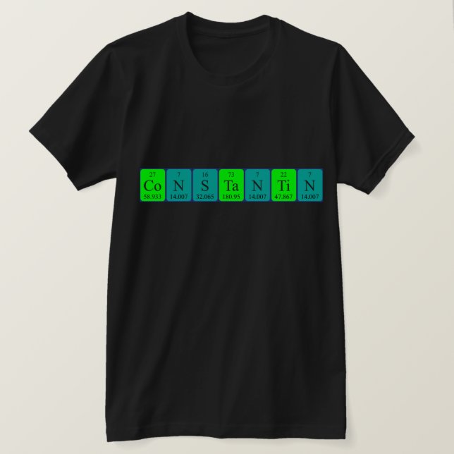 T-shirt Chemise de nom de table périodique Constantin (Design devant)