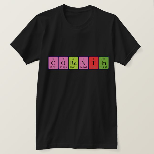 T-shirt Chemise de nom de table périodique Corentin (Design devant)