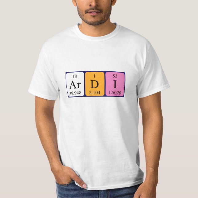 T-shirt Chemise de nom de table périodique d'Ardi (Devant)