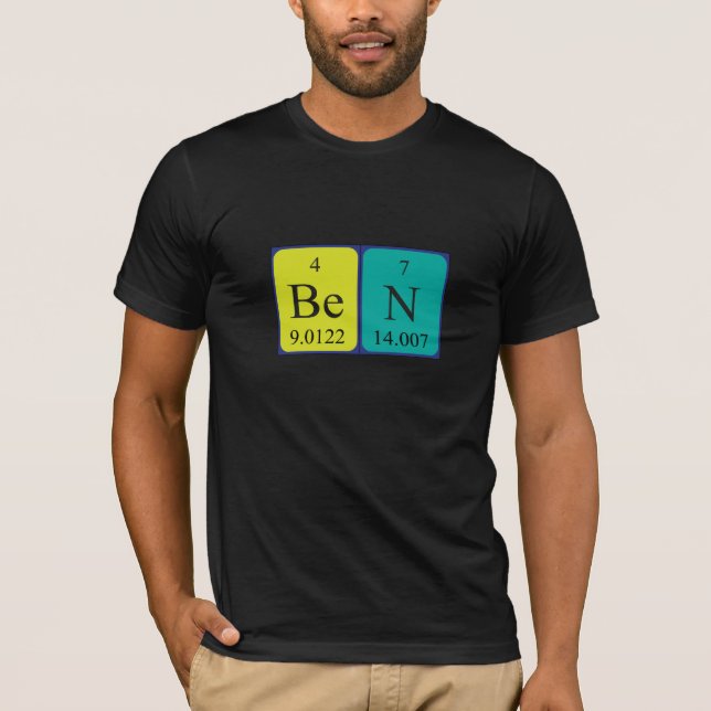 T-shirt Chemise de nom de table périodique de Ben (Devant)