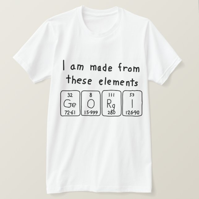 T-shirt Chemise de nom de table périodique de Georgi (Design devant)