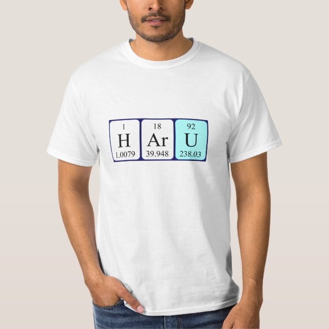 T-shirt Chemise de nom de table périodique de Haru (Devant)