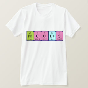 T-shirt Chemise de nom de table périodique de Nicolas