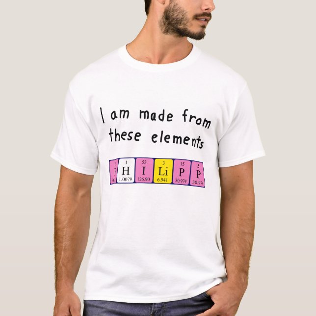 T-shirt Chemise de nom de table périodique de Philipp (Devant)
