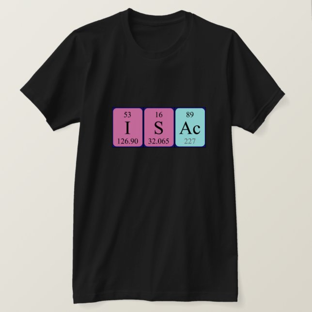 T-shirt Chemise de nom de table périodique Isac (Design devant)