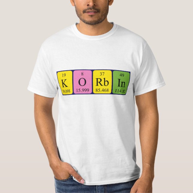 T-shirt Chemise de nom de table périodique Korbin (Devant)