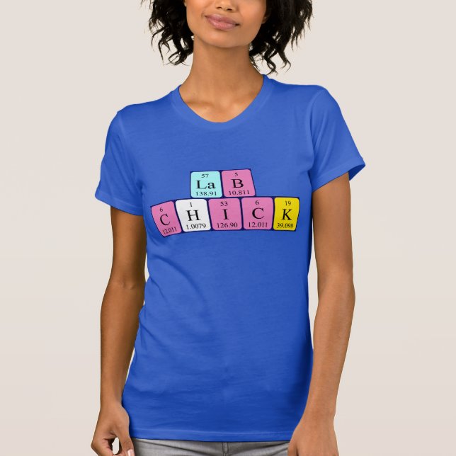 T-shirt Chemise de nom de table périodique Lab Chick (Devant)