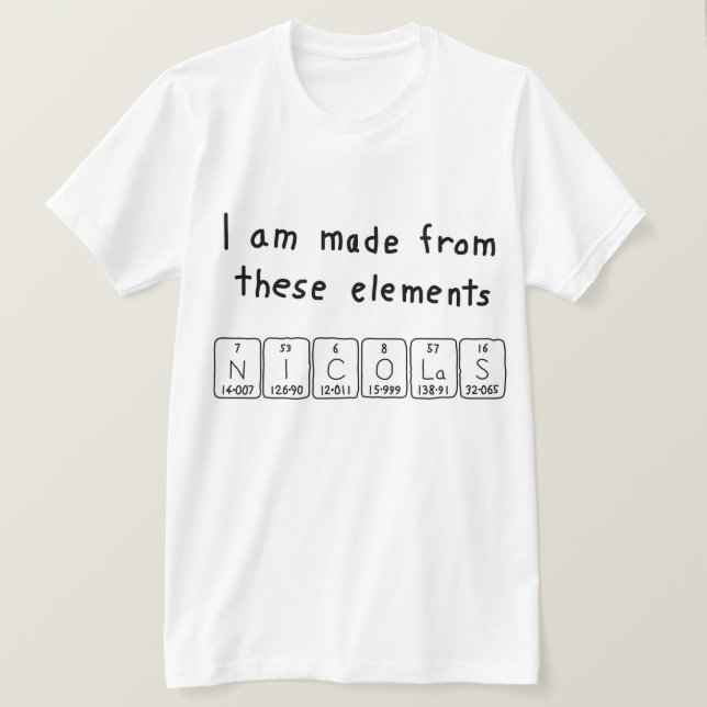 T-shirt Chemise de nom de table périodique Nicolas (Design devant)