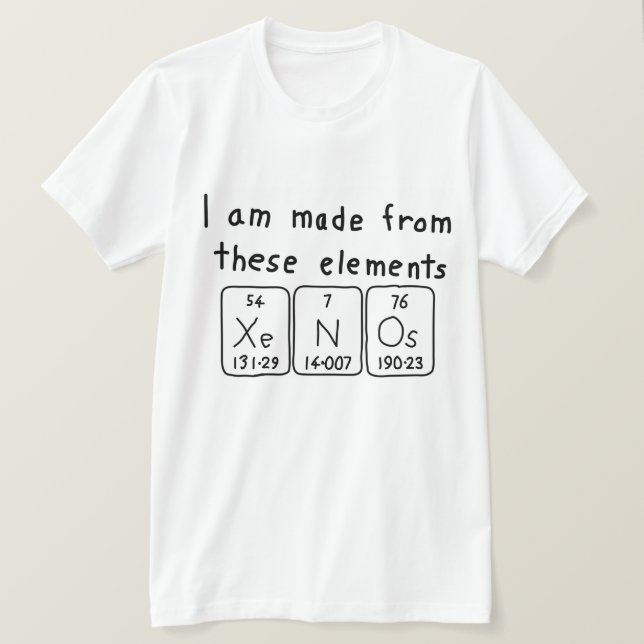T-shirt Chemise de nom de table périodique Xenos (Design devant)