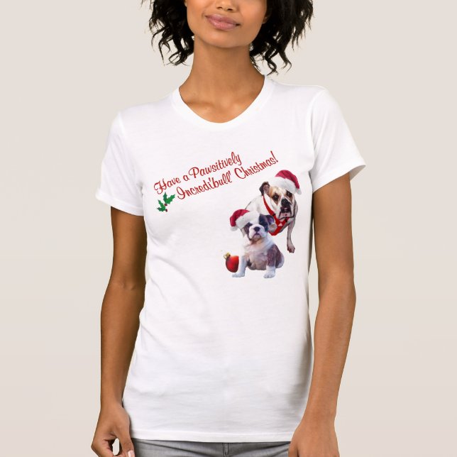 T-shirt Chemise de nuit de Noël de bouledogue (Devant)