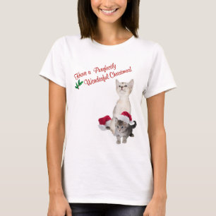 T-shirt Chemise de nuit de Noël de chaton