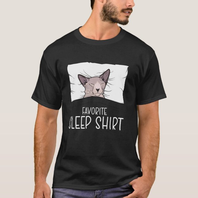 T-shirt Chemise de nuit préférée Sphinx Chat, Chat qui fai (Devant)
