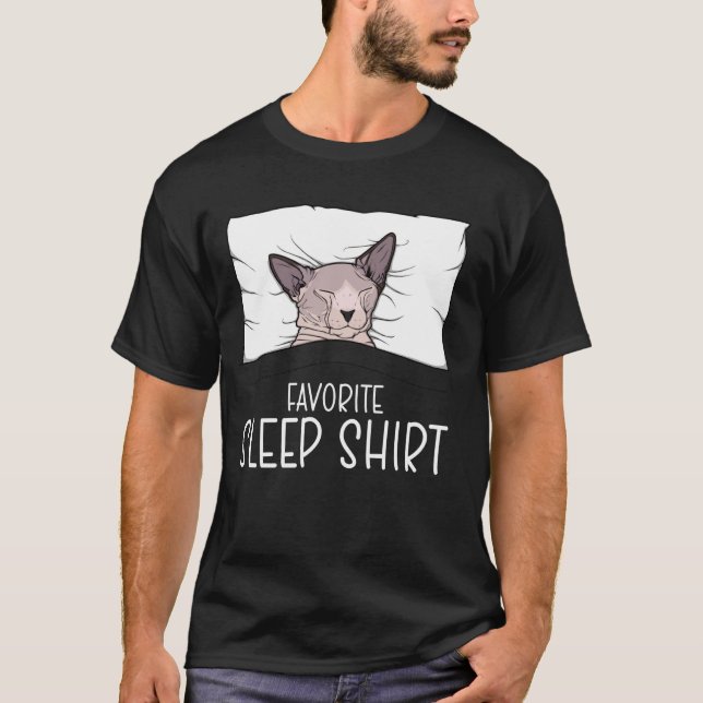 T-shirt Chemise de nuit préférée Sphinx Chat, Chat qui fai (Devant)