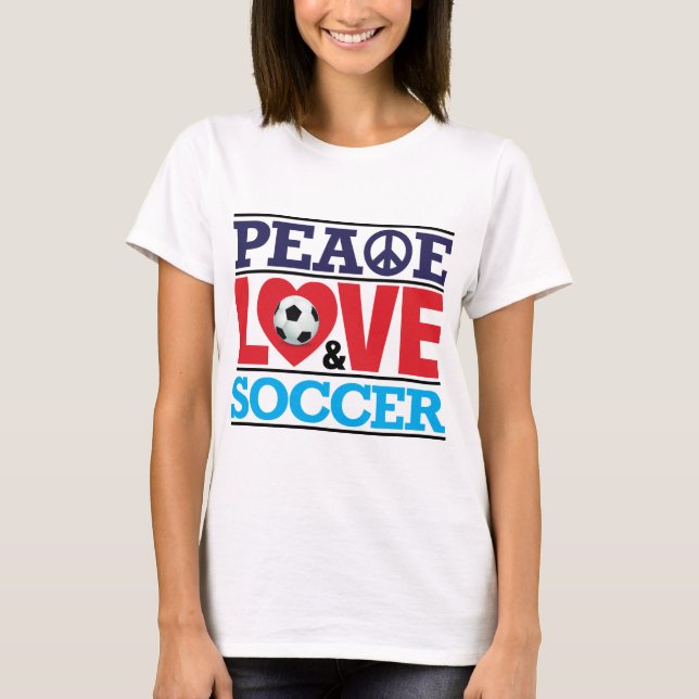 T-shirt Chemise de paix, d'amour et de football (Devant)
