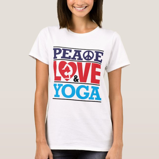T-shirt Chemise de paix, d'amour et de yoga (Devant)