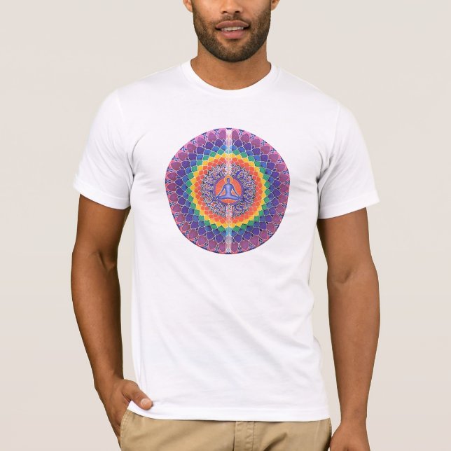 T-shirt chemise de paix d'arc-en-ciel de mandala de budda (Devant)