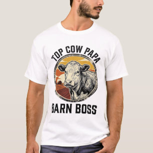 T-shirt Chemise de papa vache gravée vintage graphique de