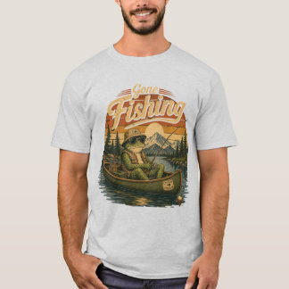 T-shirt Chemise de pêche à la grenouille rétro drôle – Vin