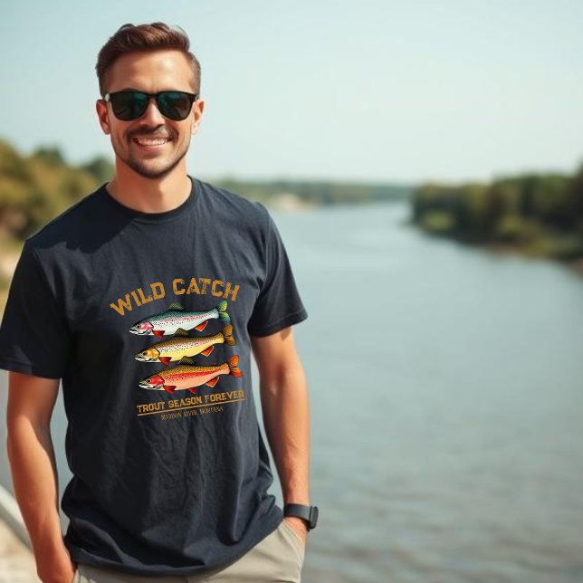 T-shirt Chemise de pêche à la truite (Wild Catch Trout Season Forever)