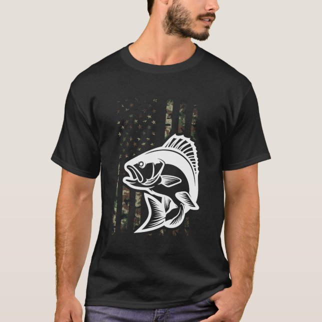 T-shirt Chemise de Pêche Camo Hommes Garçons Drapeau Améri (Devant)