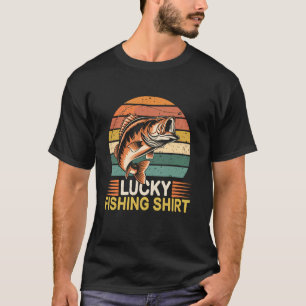 T-shirt Chemise de pêche chanceuse design rétro vintage