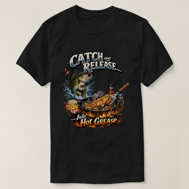 T-shirt Chemise de pêcheur « Pêche et relâche »  (Design devant)