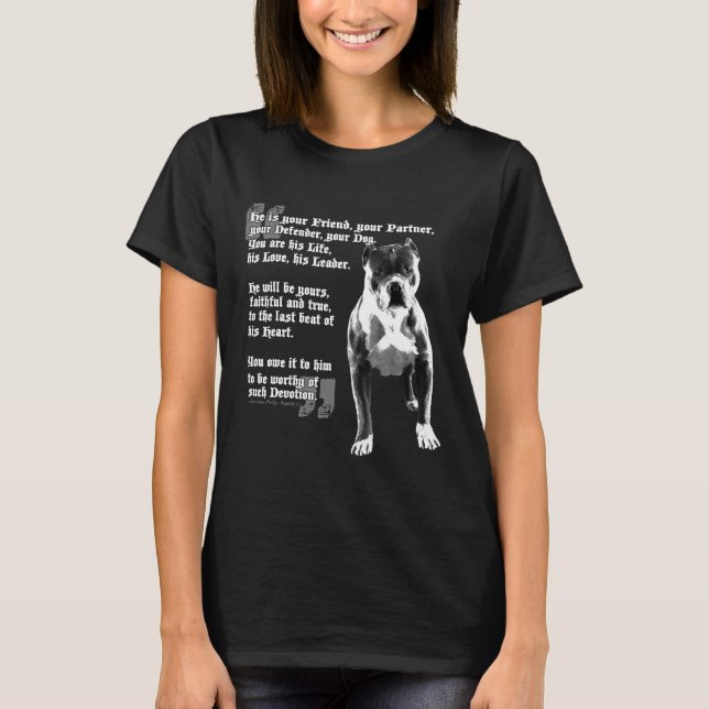 T-shirt Chemise De Poème Pitbull Pour Les Amateurs De Taur (Devant)
