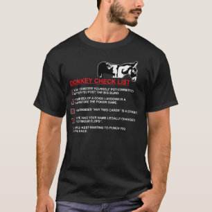 T-shirt Chemise de poker liste de contrôle d'âne