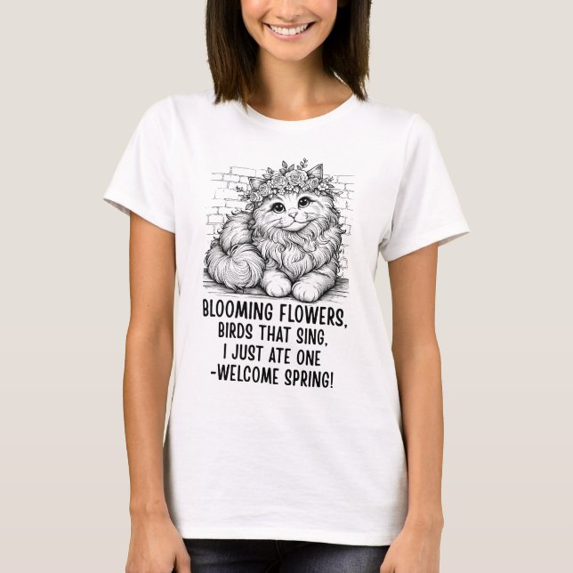 T-shirt Chemise de printemps chat drôle (Devant)