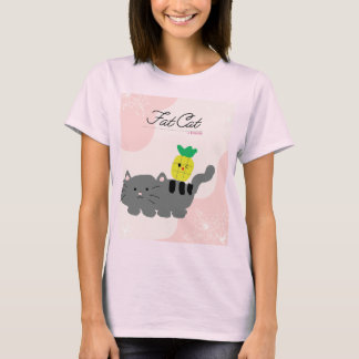 T-shirt Chemise de printemps PINK pour chat gras pour femm