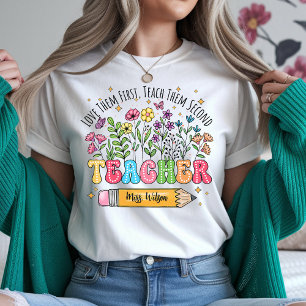 T-shirt Chemise de professeur aux fleurs sauvages Tee de p