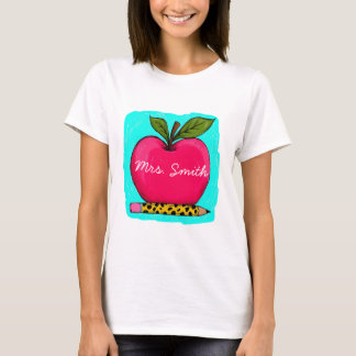 T-shirt Chemise de professeur avec pomme rose élégante