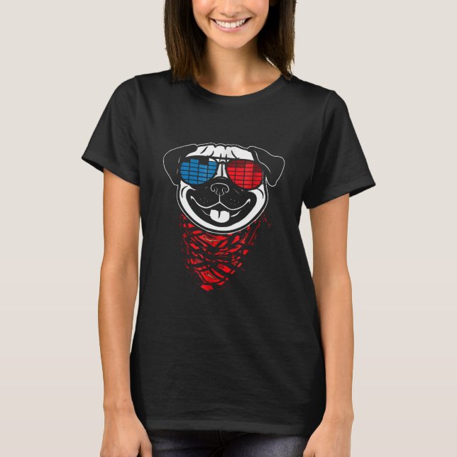 T-shirt Chemise de pug à led sonore activée lumière éclata (Devant)
