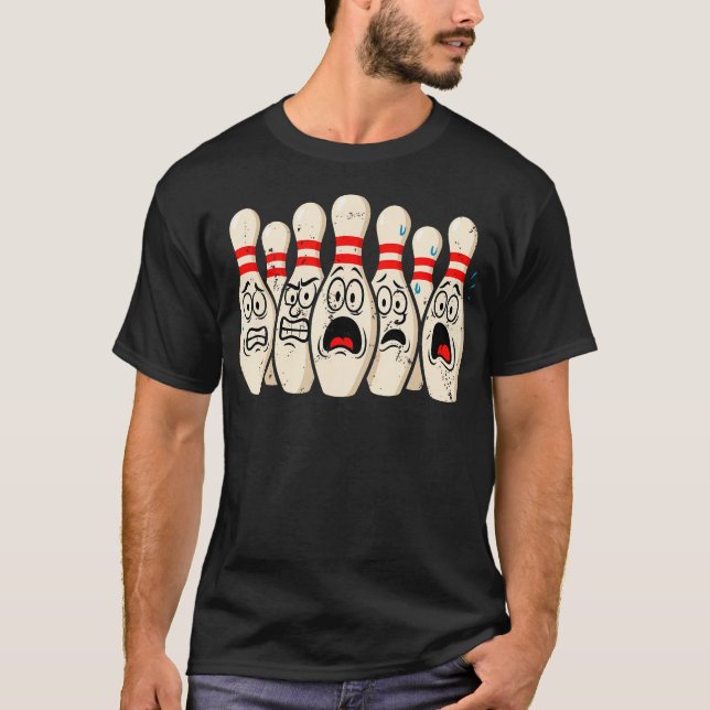 T-shirt Chemise de quilles de bowling effrayées pour blagu (Devant)