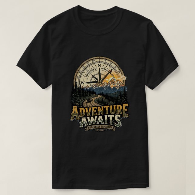 T-shirt Chemise de randonnée compas d'aventure de camping  (Design devant)
