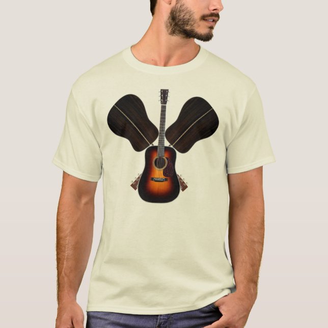 T-shirt Chemise de rangée de guitare acoustique (Devant)
