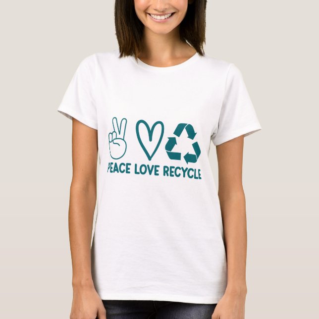 T-shirt Chemise de recyclage Peace Love, Jour des terres (Devant)