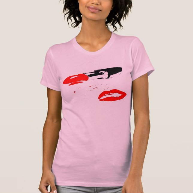 T-shirt Chemise de rouge à lèvres et de baisers (Devant)
